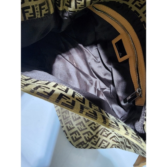 Fendi Zucchino Canvas Mamma Forever Shoulder Bag Brown/Beige - Picture 14 of 14